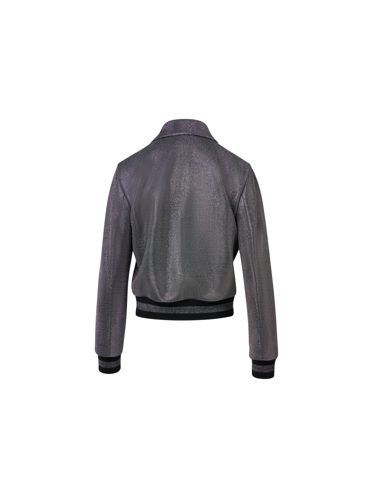 Designer Bomberjacke aus Birdseye-Jersey in Metallic-Optik - Grau