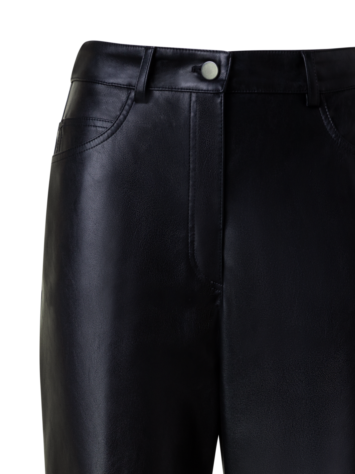 Designer Gerade Hose aus Kunstleder - Schwarz