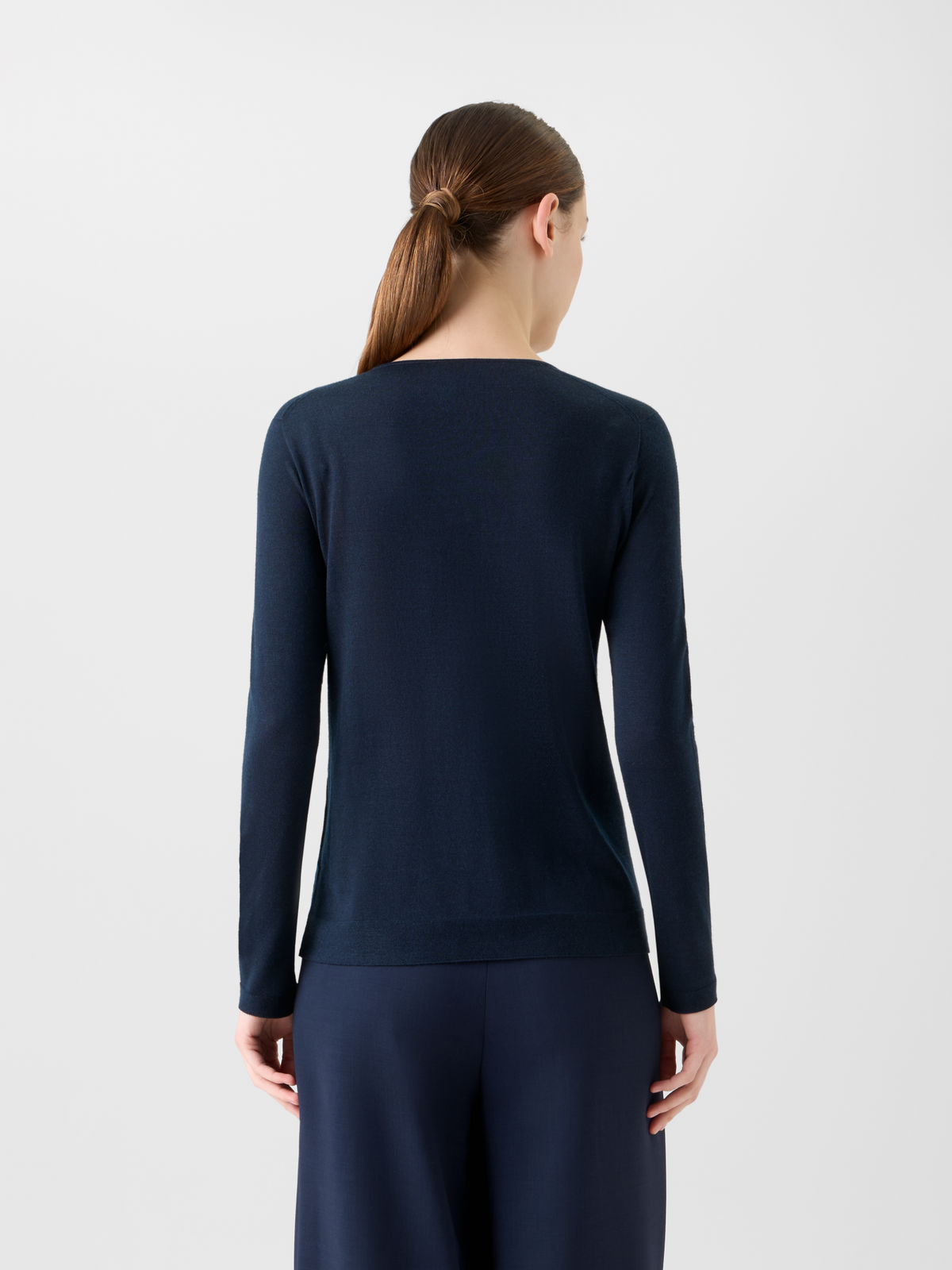 Designer Nahtloser Pullover aus Kaschmir und Seide - Dunkelblau - Blau #editorial