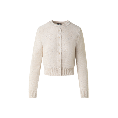 Cardigan in Linen Cotton with Micro Sequins