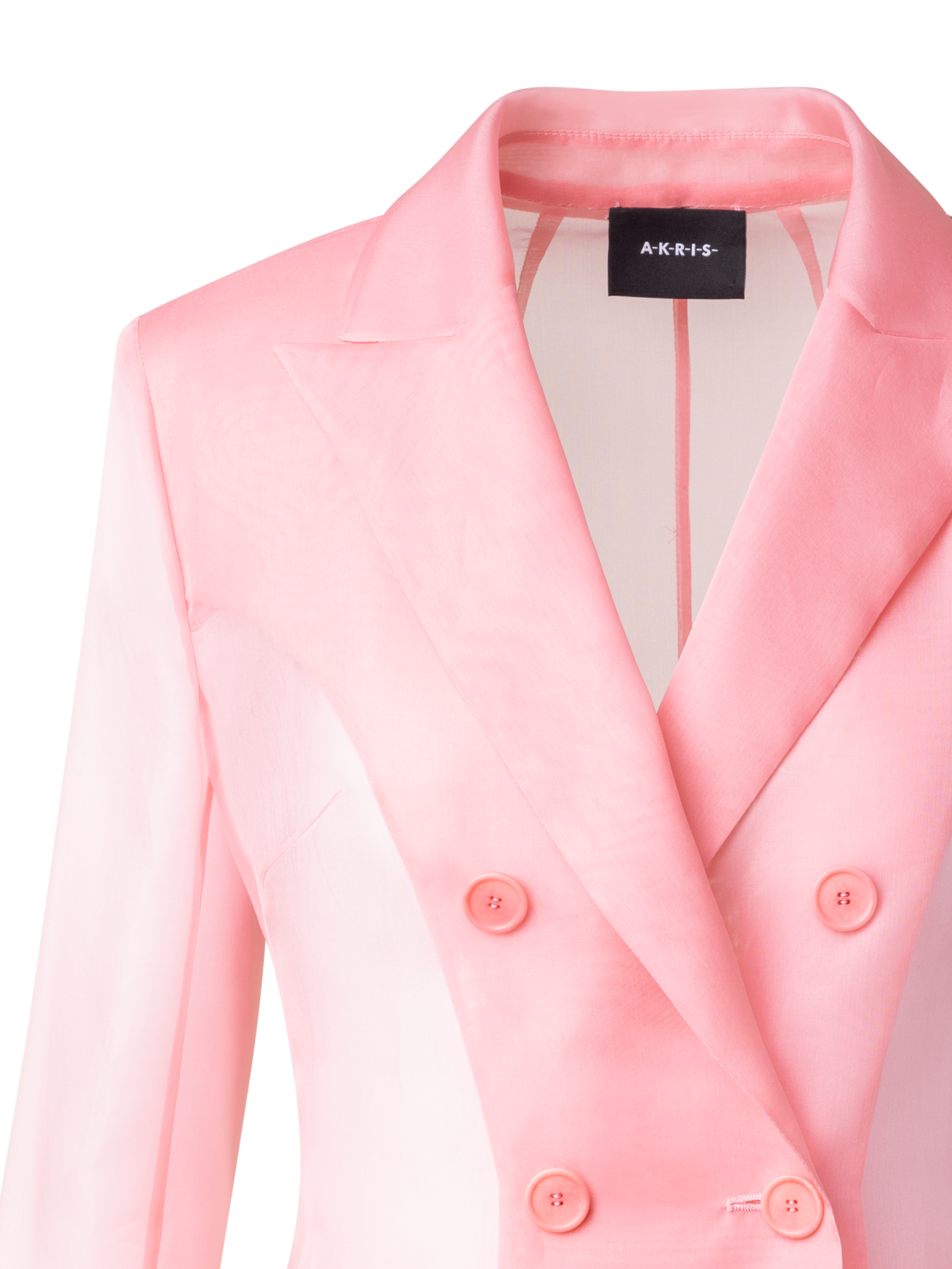 Designer Langer transparenter Seidenblazer - Rosa