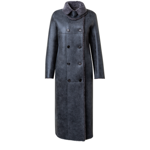 Langer Zweireihiger Mantel aus Shearling