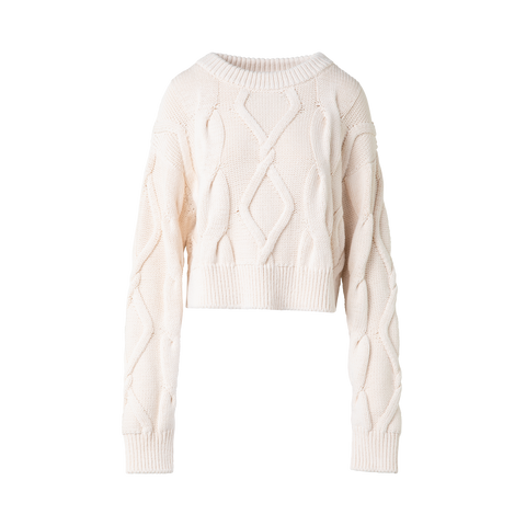 Chunky Baumwoll-Pullover mit Zopfmuster