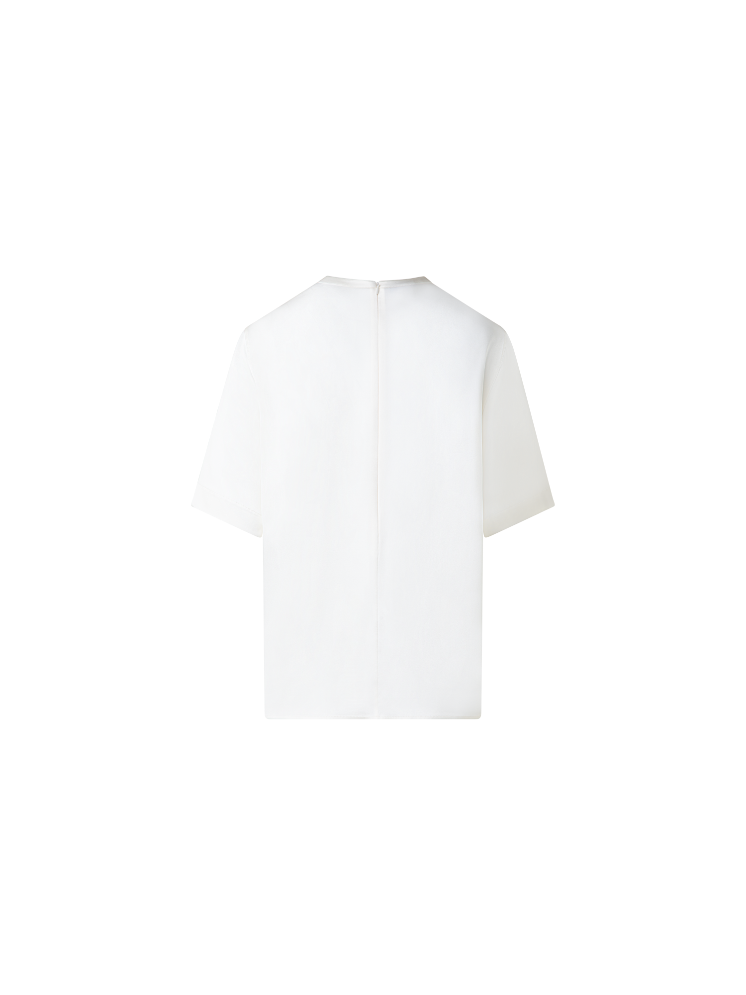 Designer Seidensatin T-Shirt Bluse - Ecru - Weiss