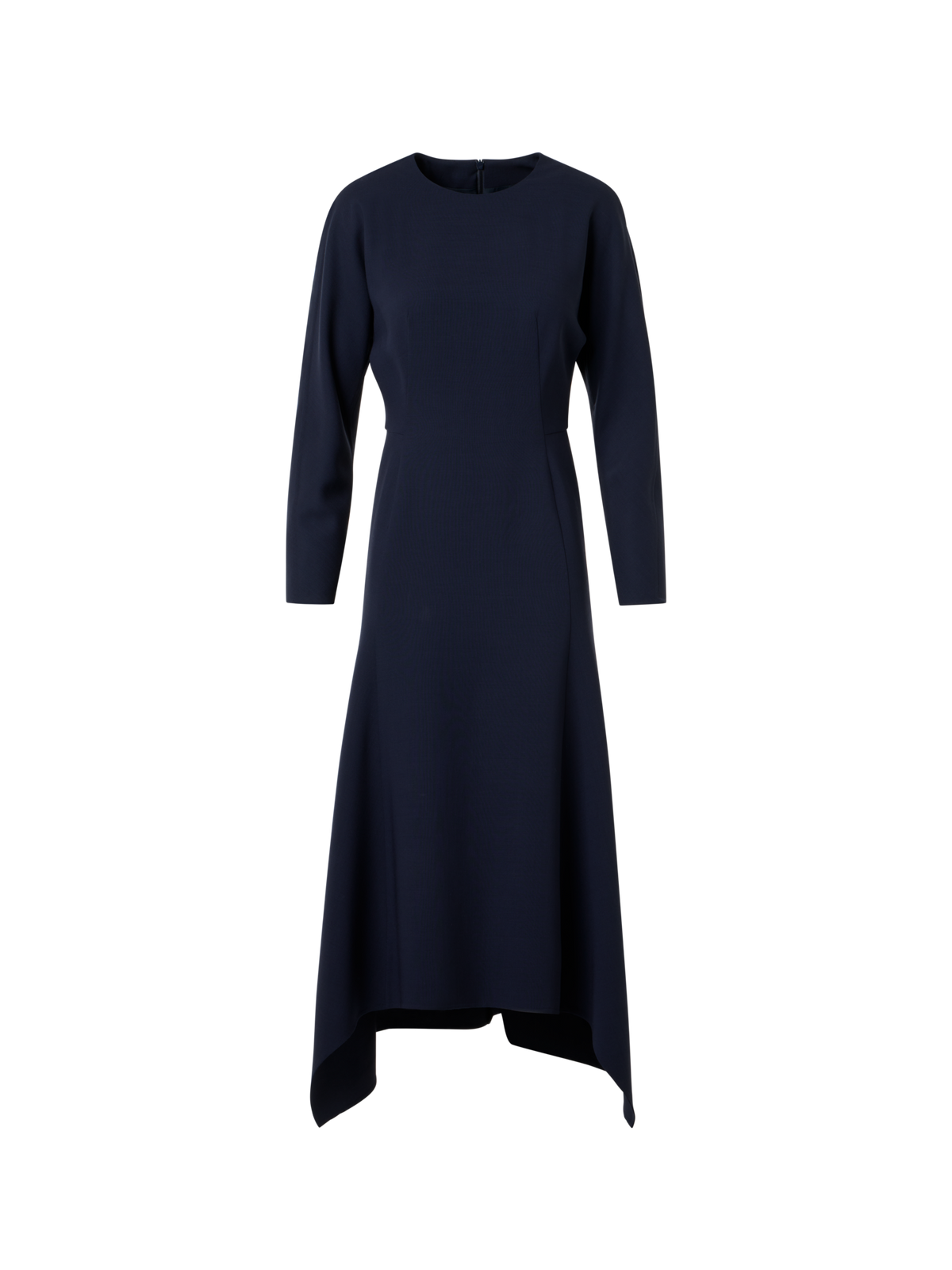 Designer Asymmetrisches Midikleid aus Cool Wool - Dunkelblau - Blau