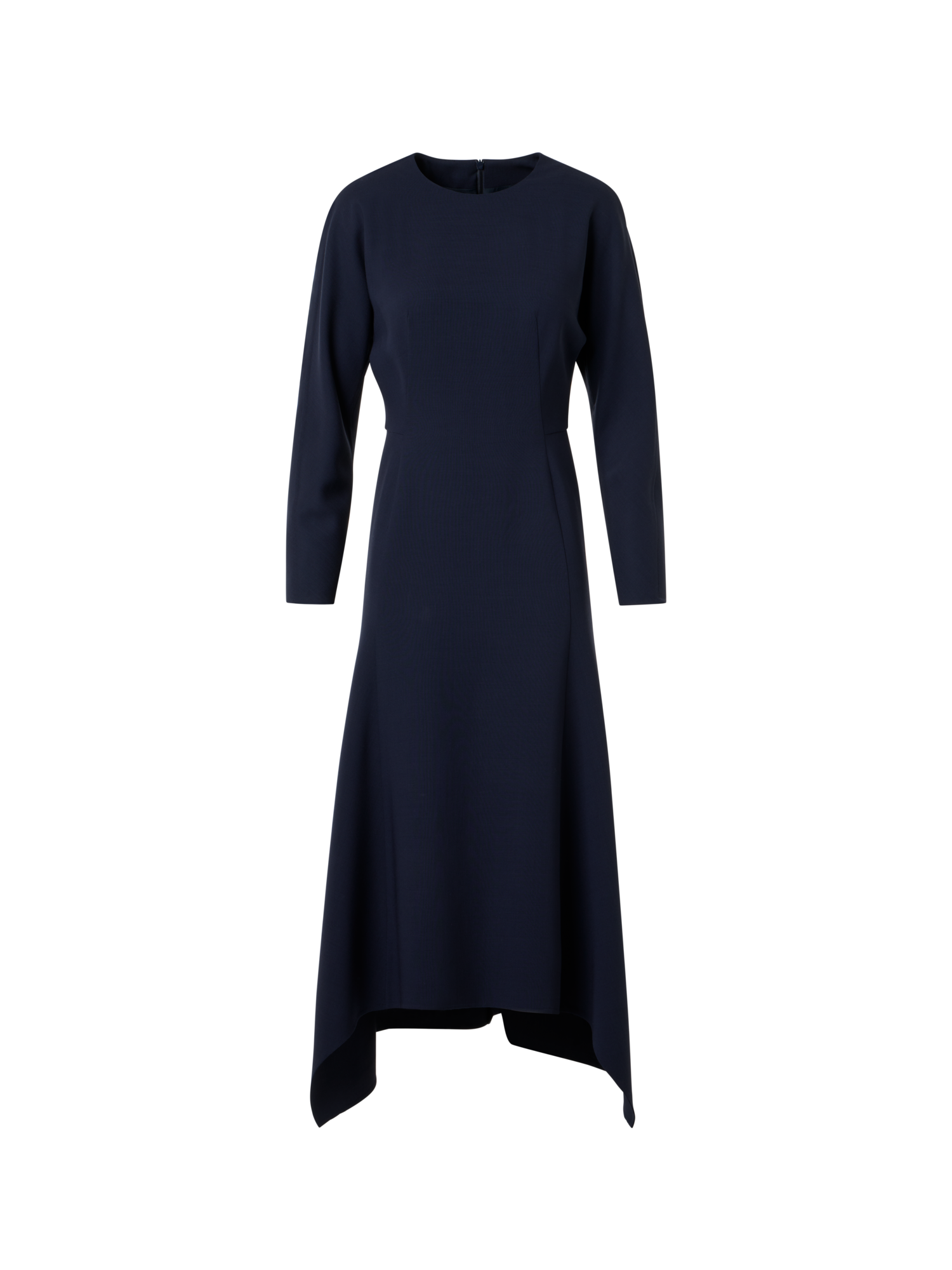 Designer Asymmetrisches Midikleid aus Cool Wool - Dunkelblau - Blau