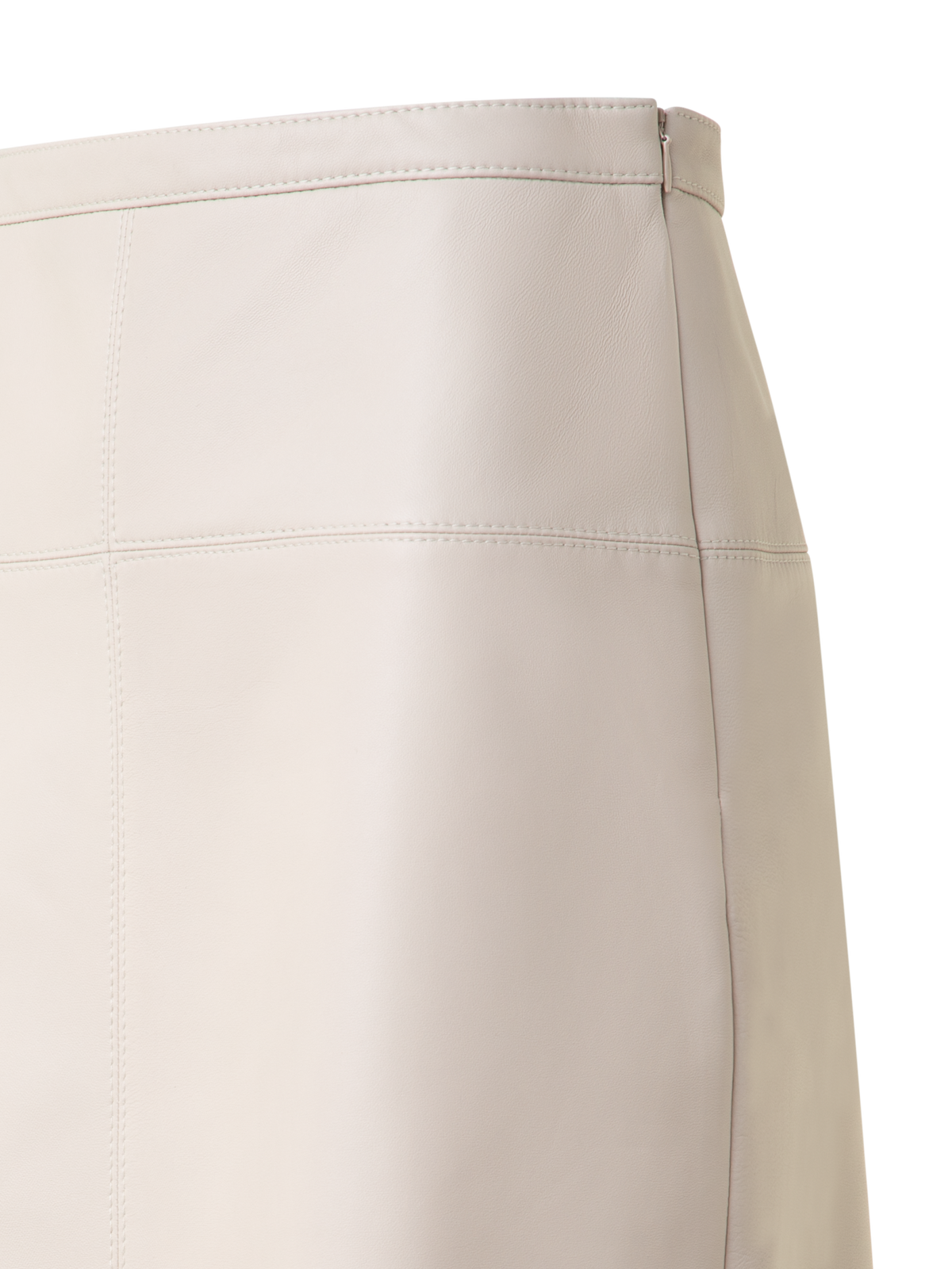 Designer Leder-Bleistiftrock - Grau - Beige