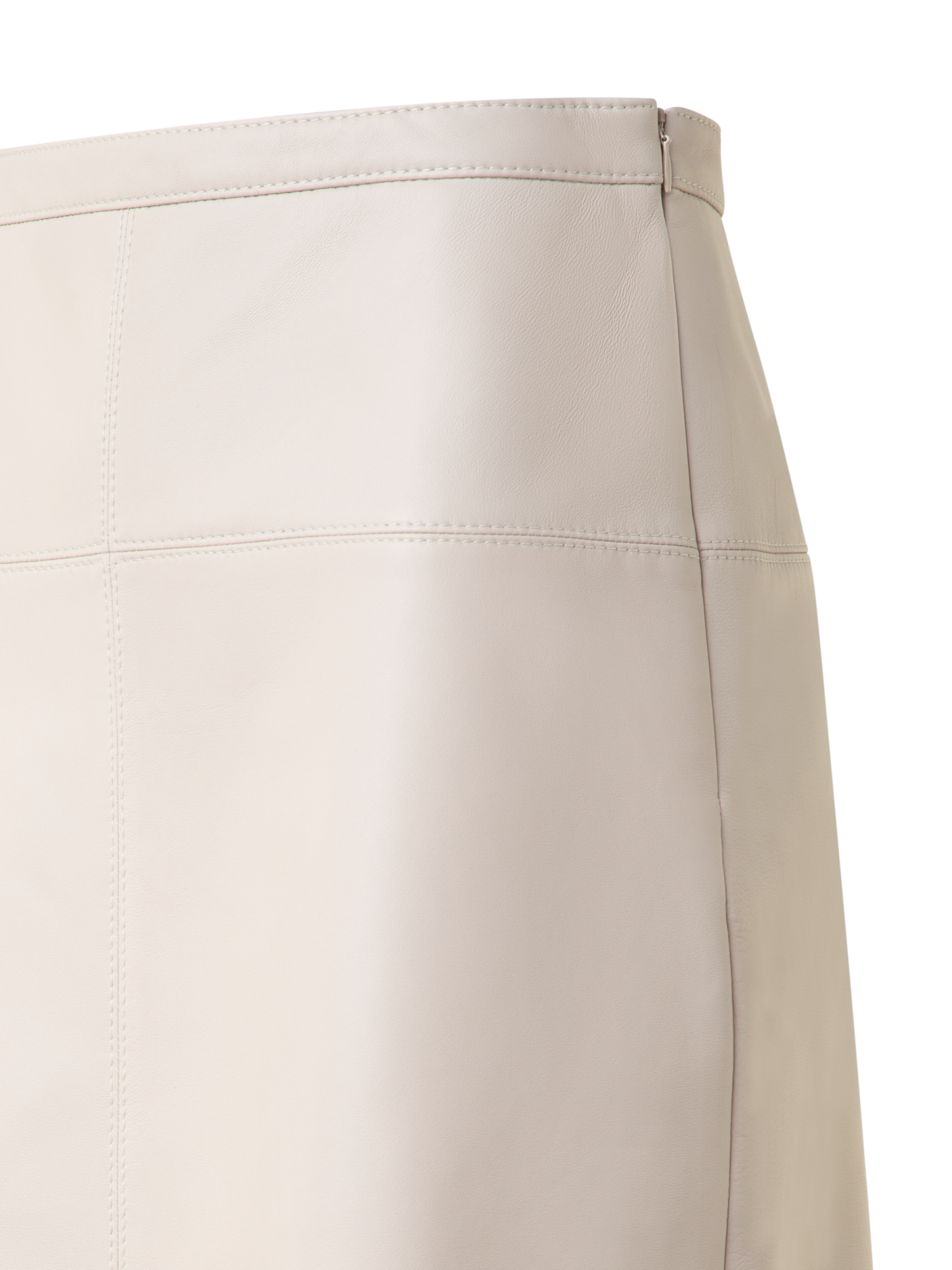 Designer Leder-Bleistiftrock - Grau - Beige