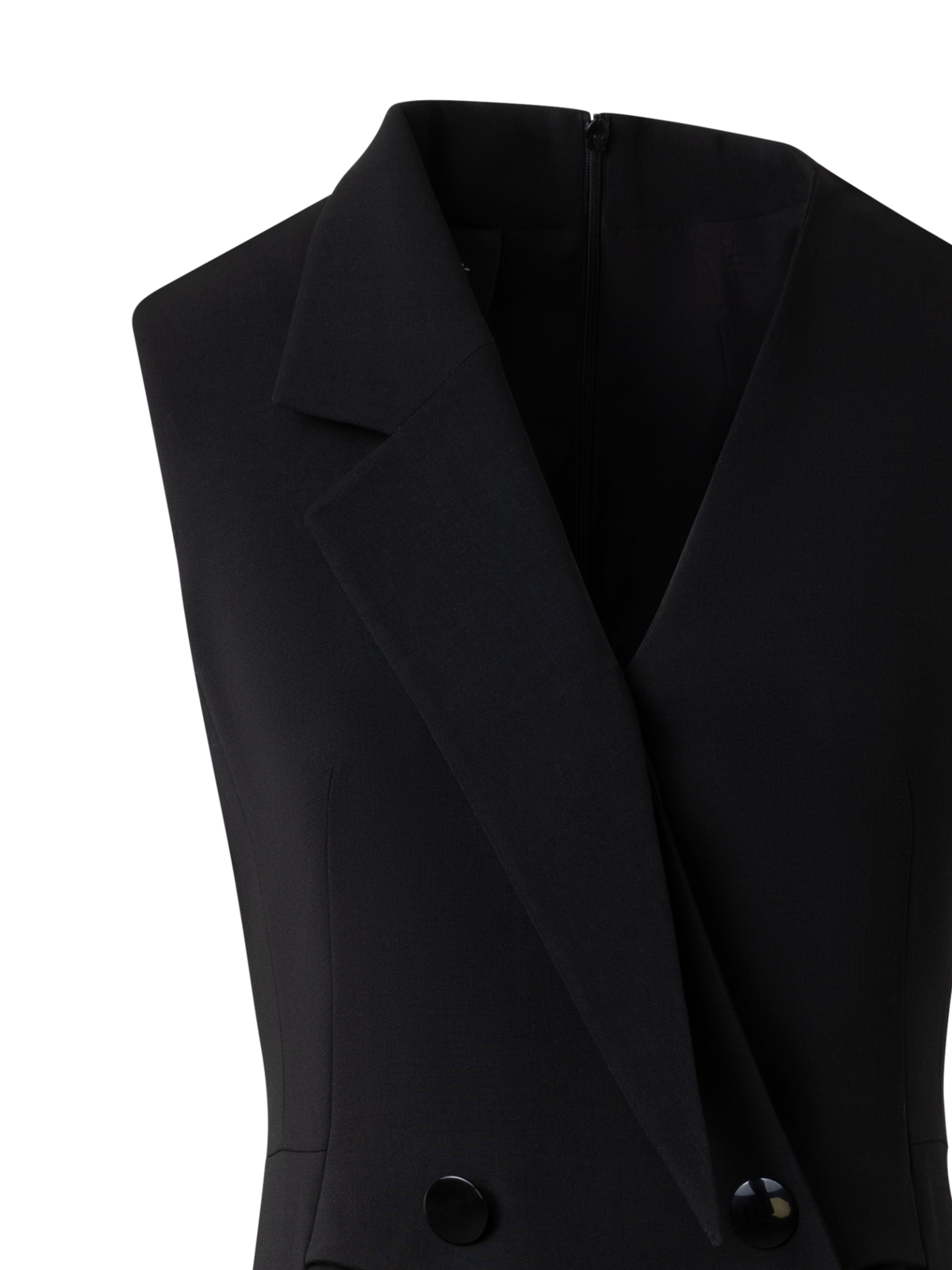 Designer Ärmelloses Blazerkleid in Woll-Doubleface - Schwarz