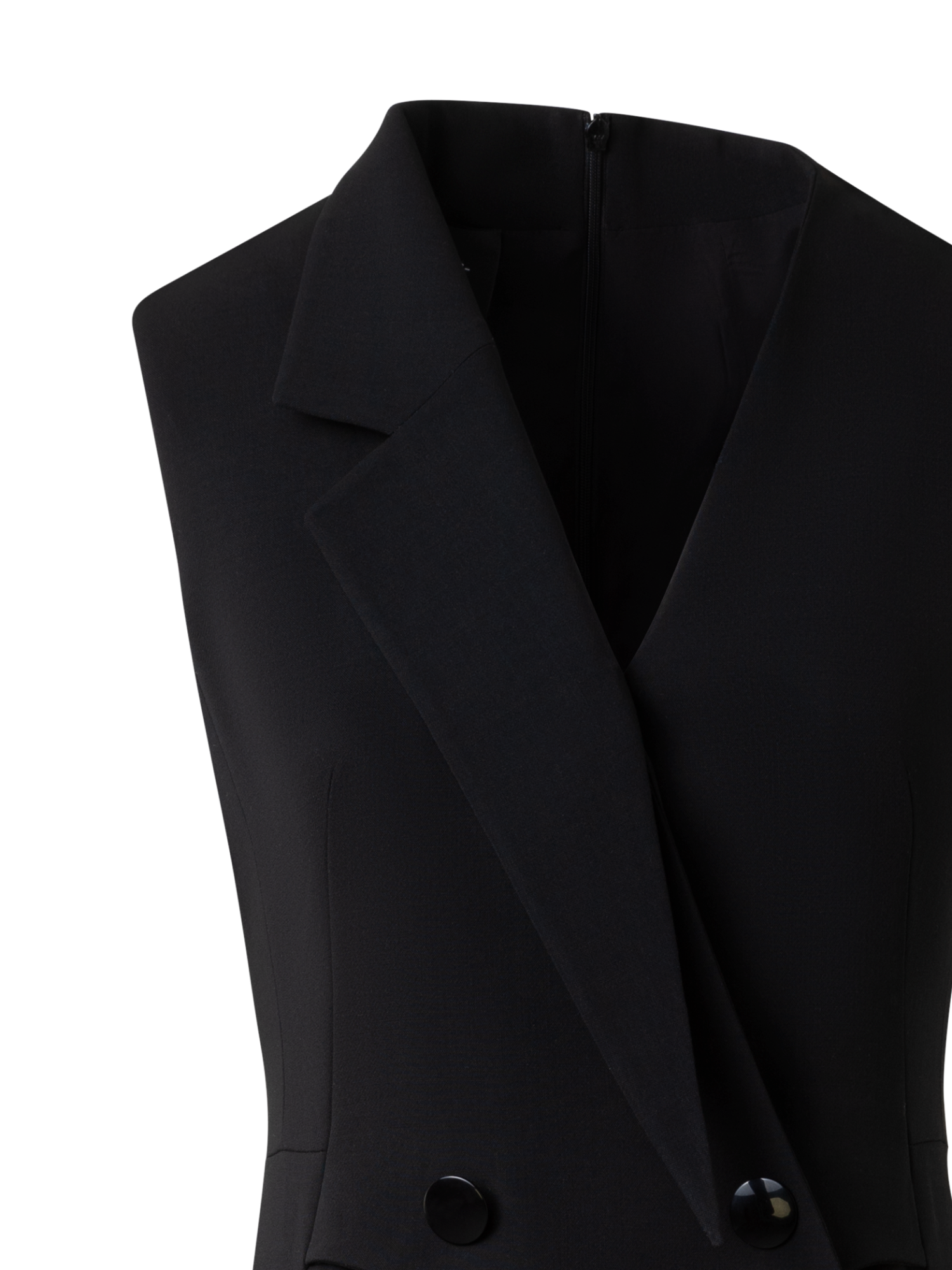 Designer Ärmelloses Blazerkleid in Woll-Doubleface - Schwarz