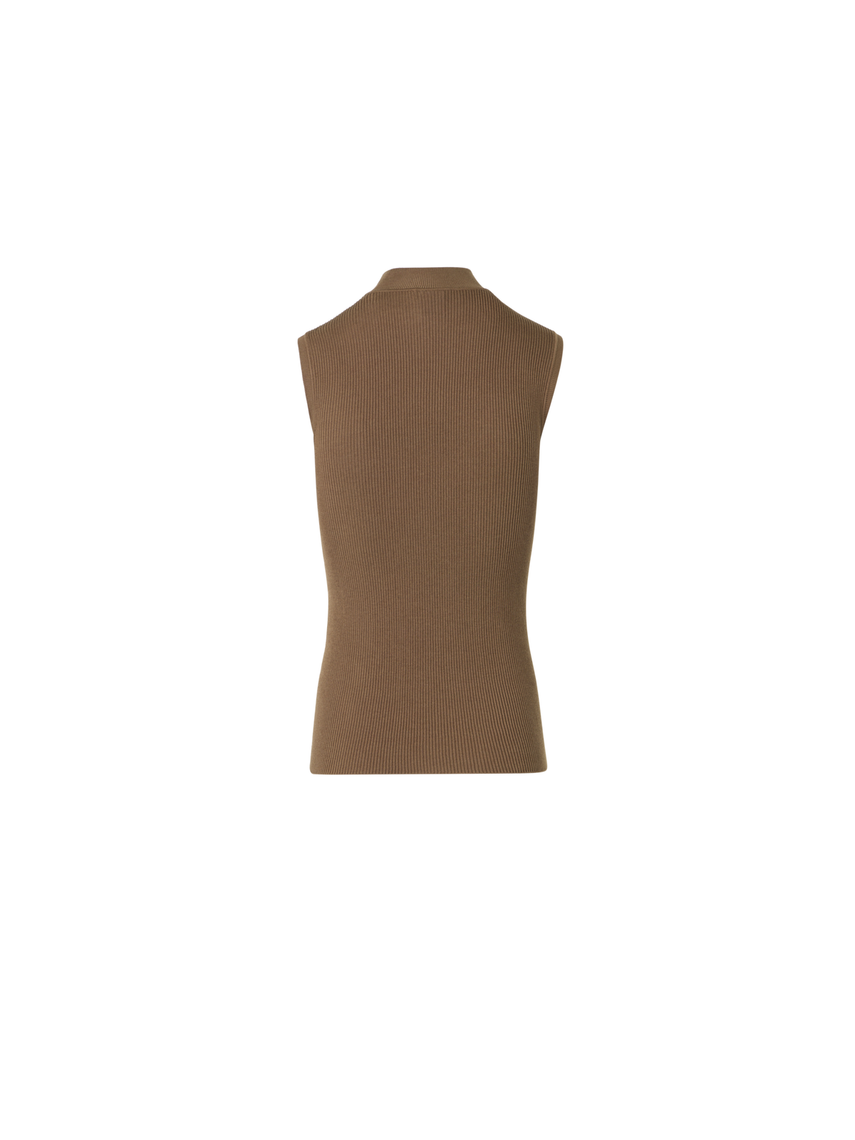 Designer Rippstrick Top aus Seiden-Baumwolle - Braun