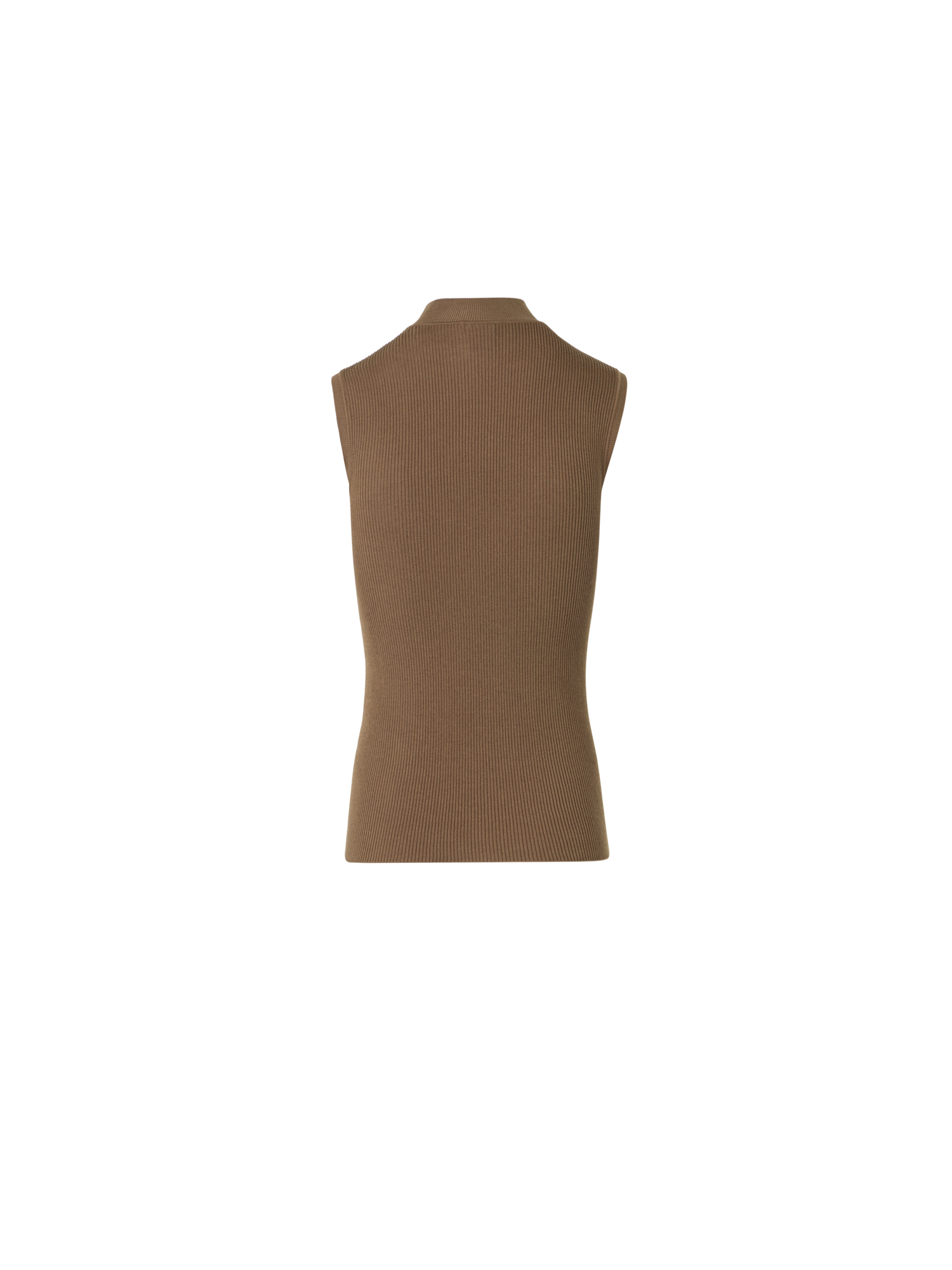 Designer Rippstrick Top aus Seiden-Baumwolle - Braun