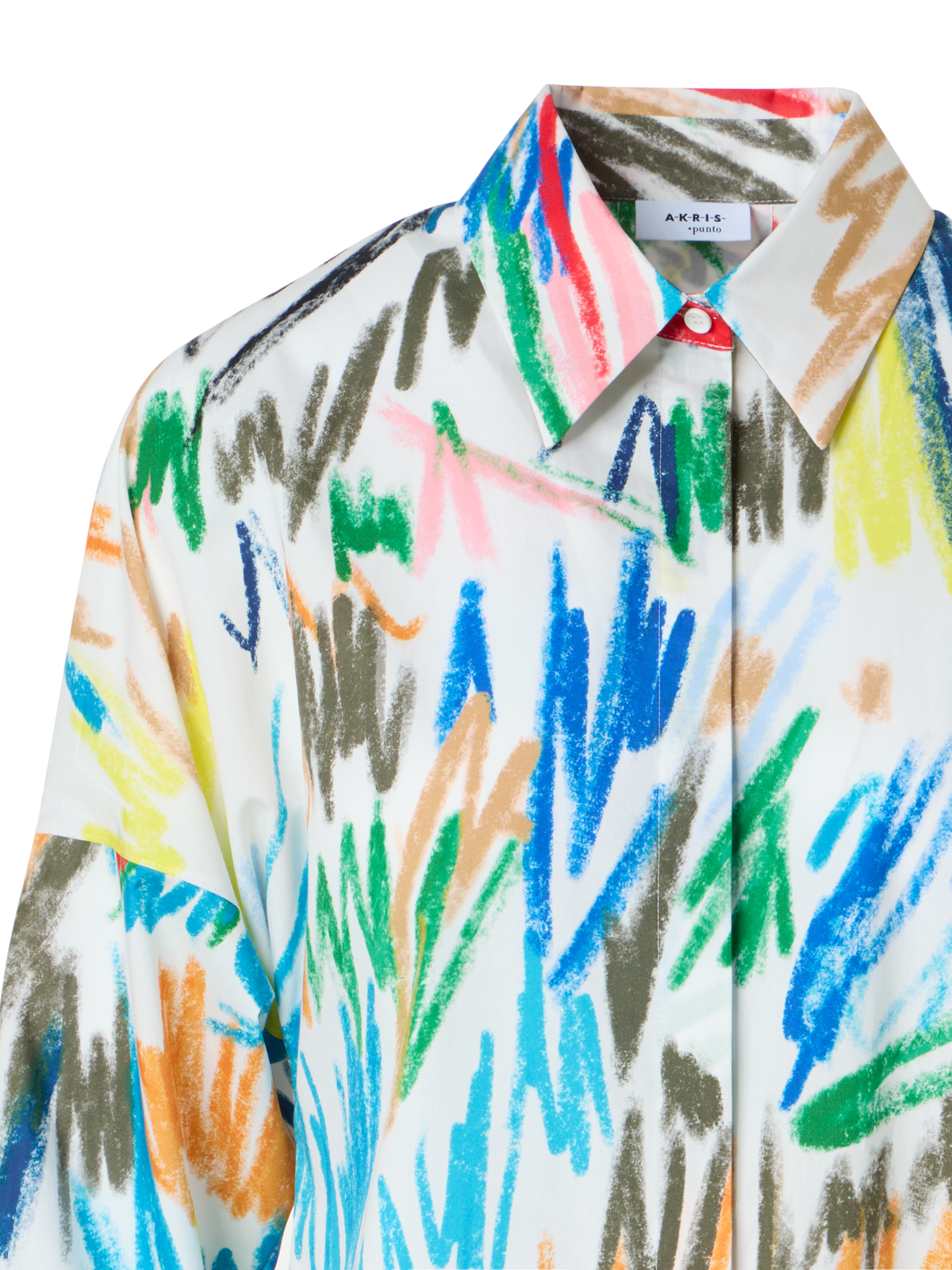 Designer Tunika aus Baumwoll-Popeline mit Scribble-Druck - Bunt