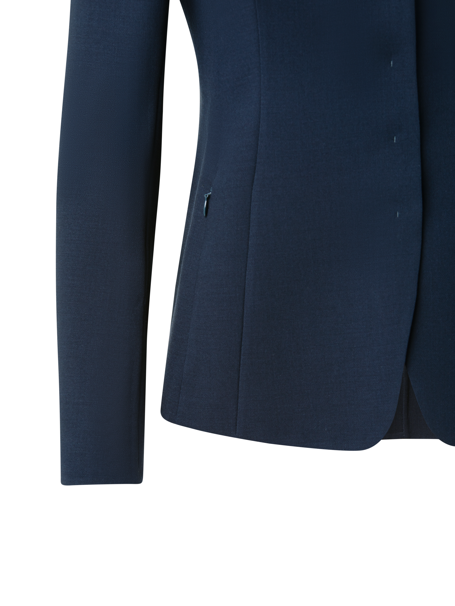 Designer Blazer aus Woll-Doubleface mit Leder-Kragen - Dunkelblau - Blau