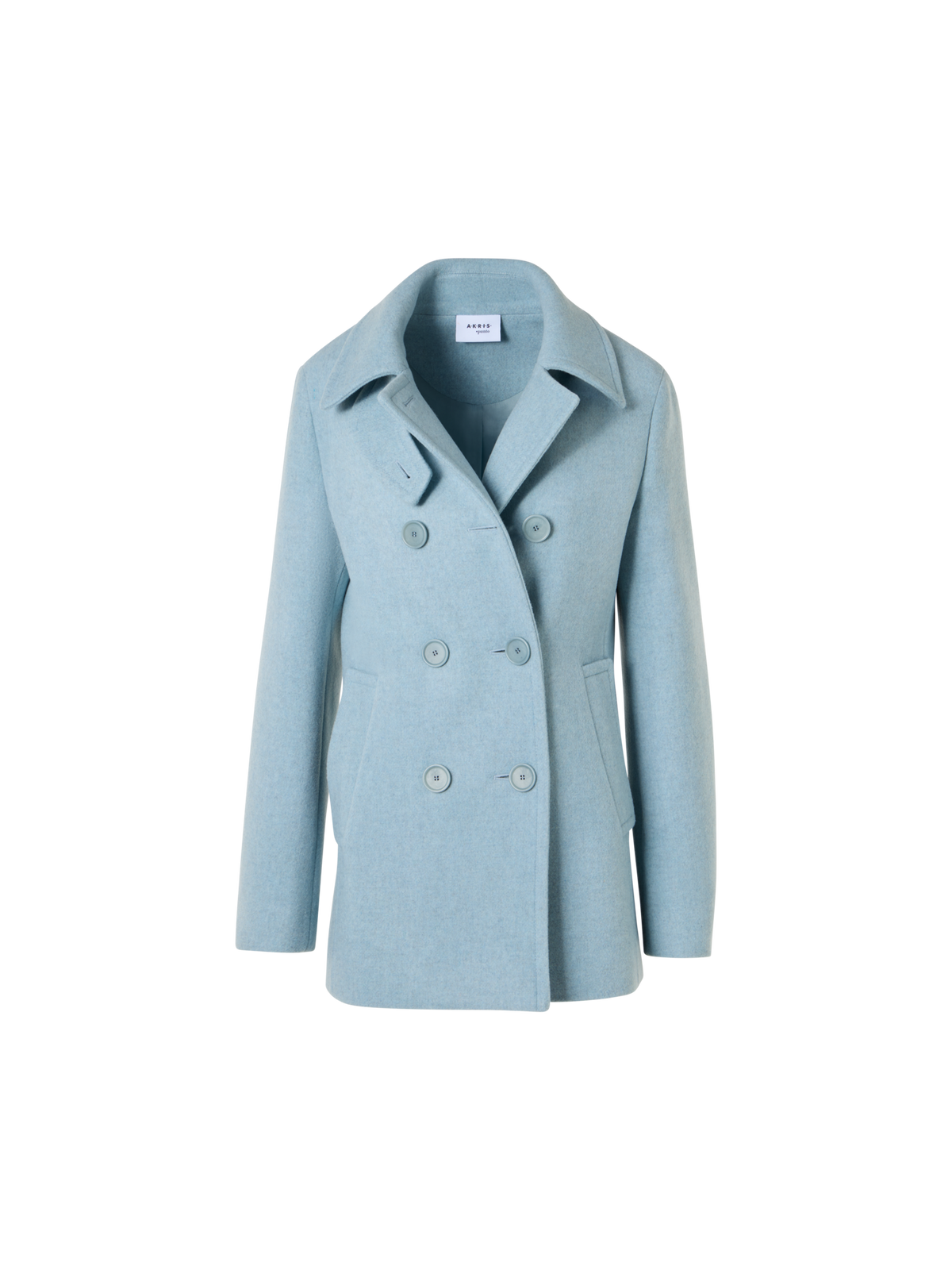Designer Zweireihiger Peacoat aus Filzwolle - Blau