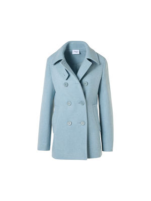 Designer Zweireihiger Peacoat aus Filzwolle - Blau