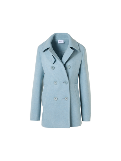 Designer Zweireihiger Peacoat aus Filzwolle - Blau
