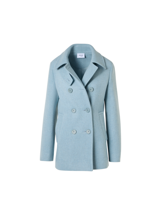Designer Zweireihiger Peacoat aus Filzwolle - Blau