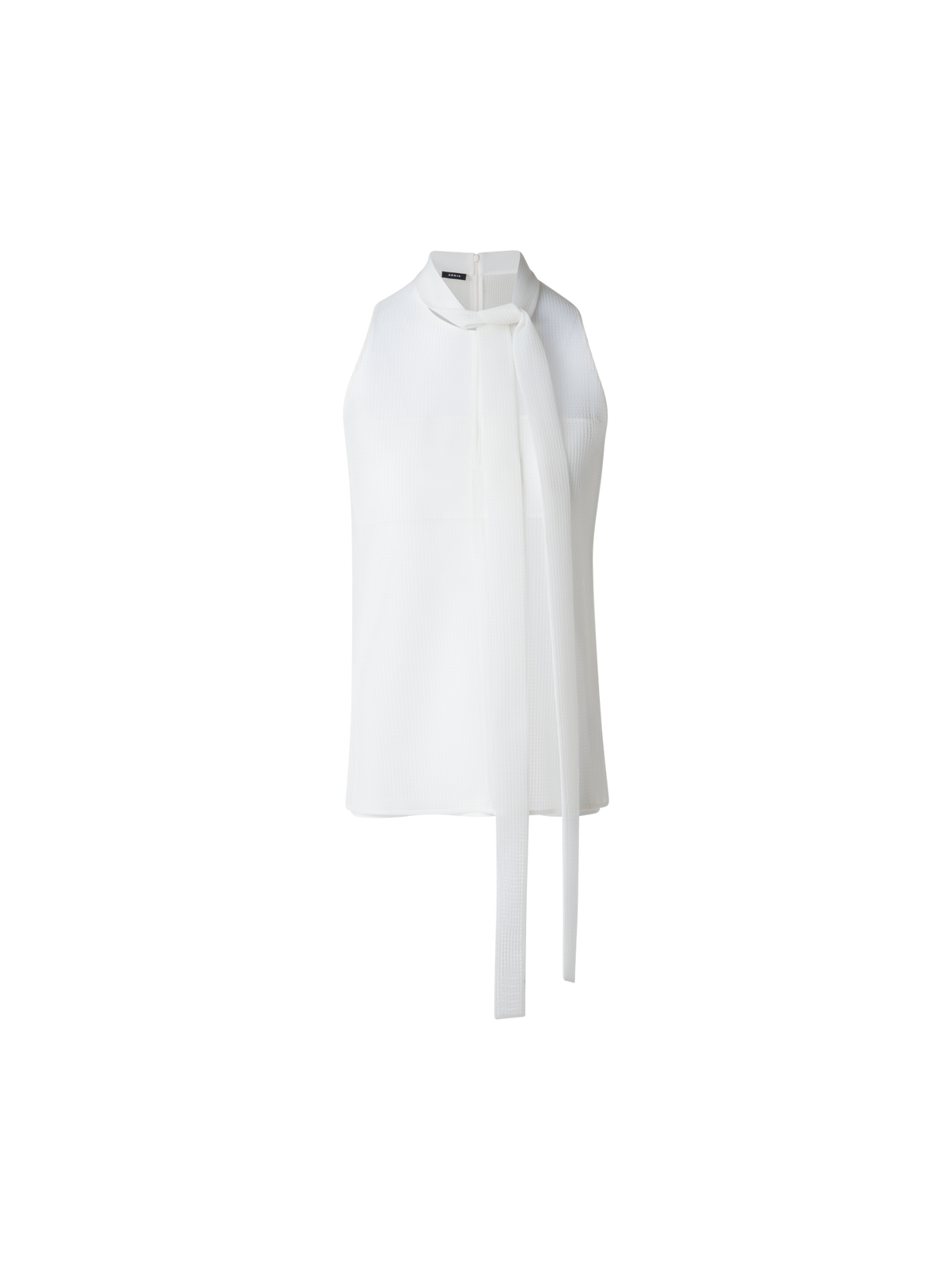 Designer Ärmellose Techno-Bluse mit Schleife - Weiss