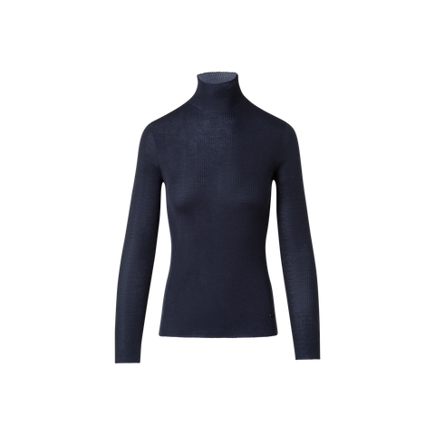 Kaschmir-Seiden-Strickpullover mit Stehkragen