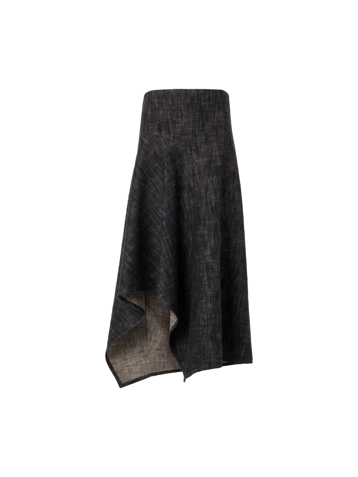 Designer Midirock aus schwerem, gewaschenem Baumwoll-Denim - Schwarz