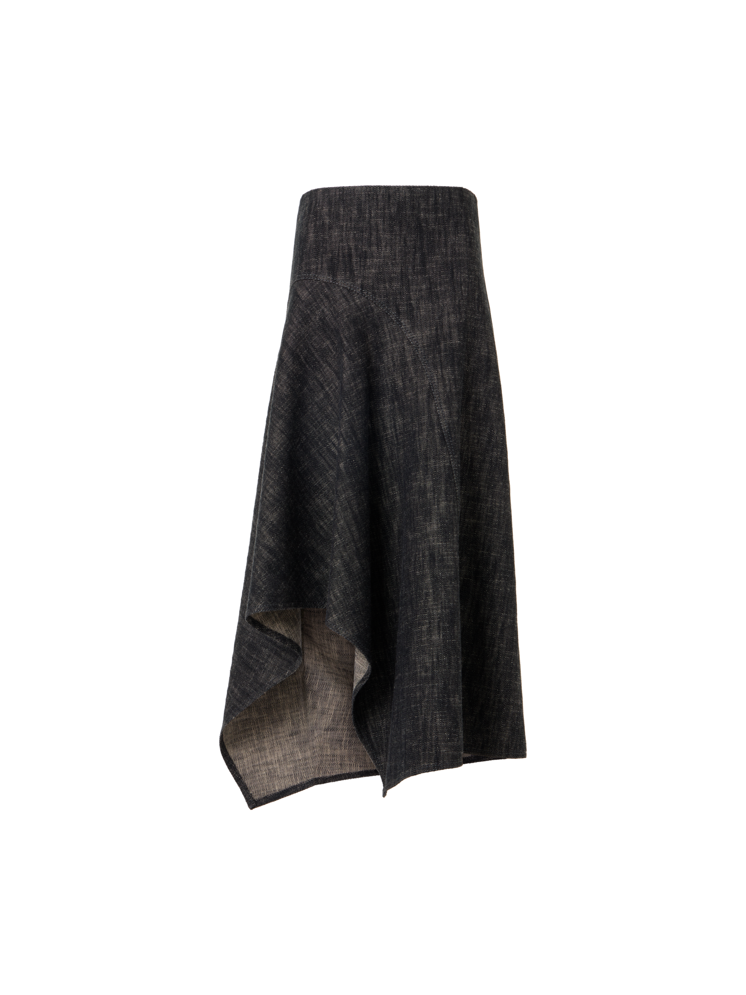 Designer Midirock aus schwerem, gewaschenem Baumwoll-Denim - Schwarz