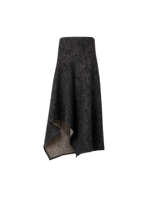Designer Midirock aus schwerem, gewaschenem Baumwoll-Denim - Schwarz
