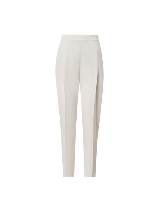 Designer Tapered gefaltete Hose aus Wolltrikotin - Ecru - Weiss