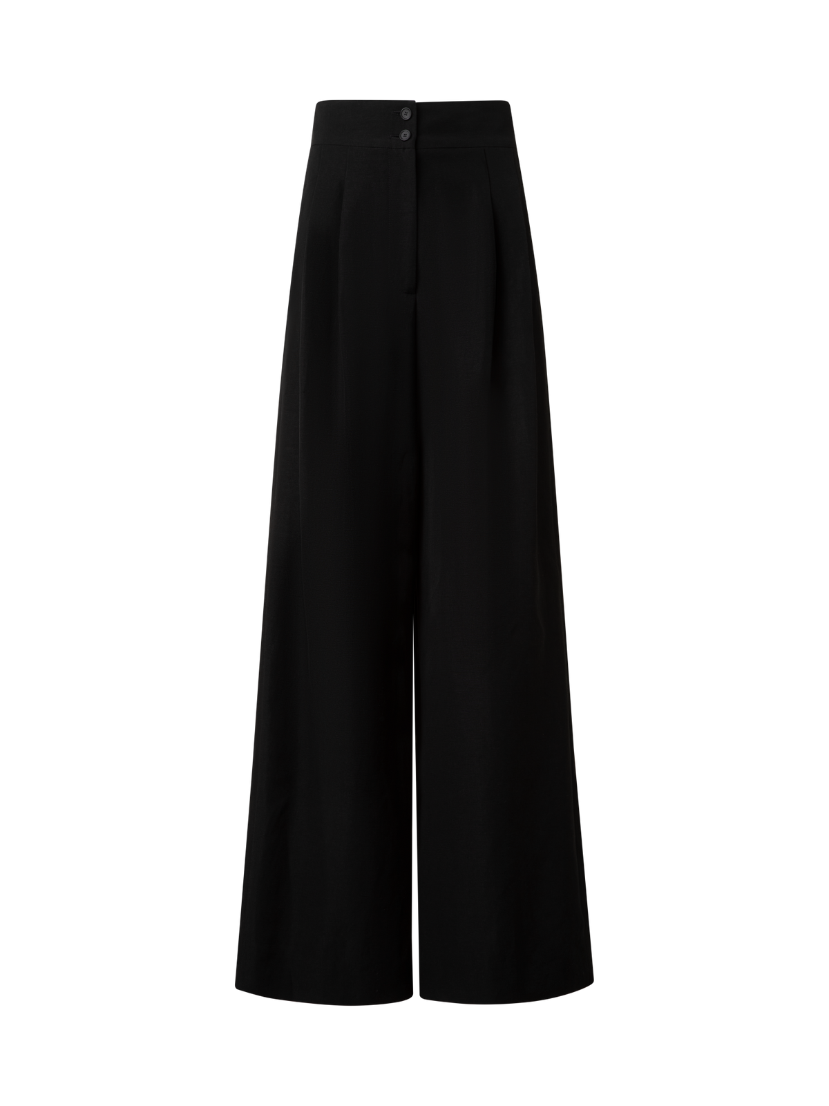 Designer Extra Weite Palazzo-Hose aus Leinen-Viskose - Schwarz