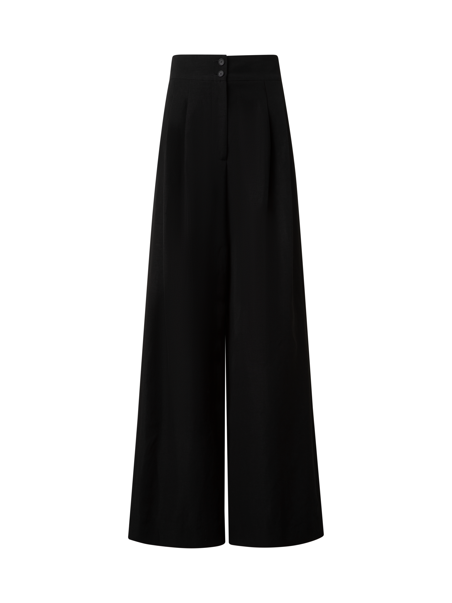 Designer Extra Weite Palazzo-Hose aus Leinen-Viskose - Schwarz