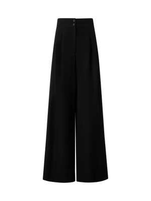 Designer Extra Weite Palazzo-Hose aus Leinen-Viskose - Schwarz