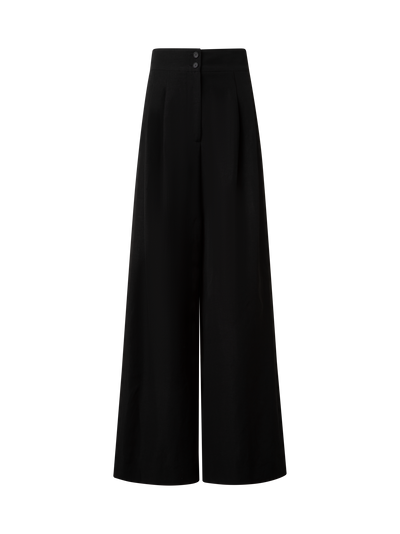 Designer Extra Weite Palazzo-Hose aus Leinen-Viskose - Schwarz