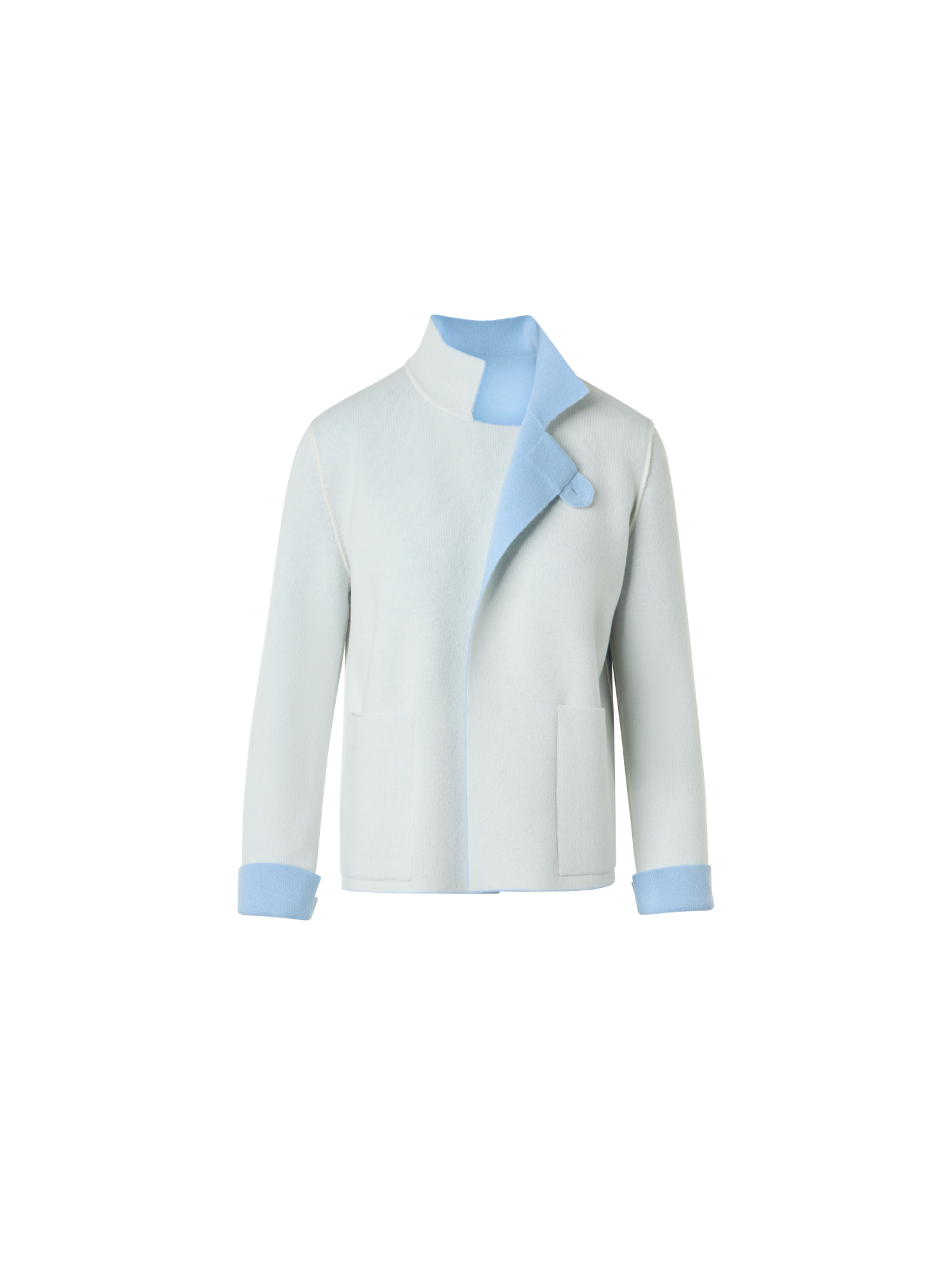 Designer Wendejacke aus Kaschmir-Doubleface - Blau - Ecru