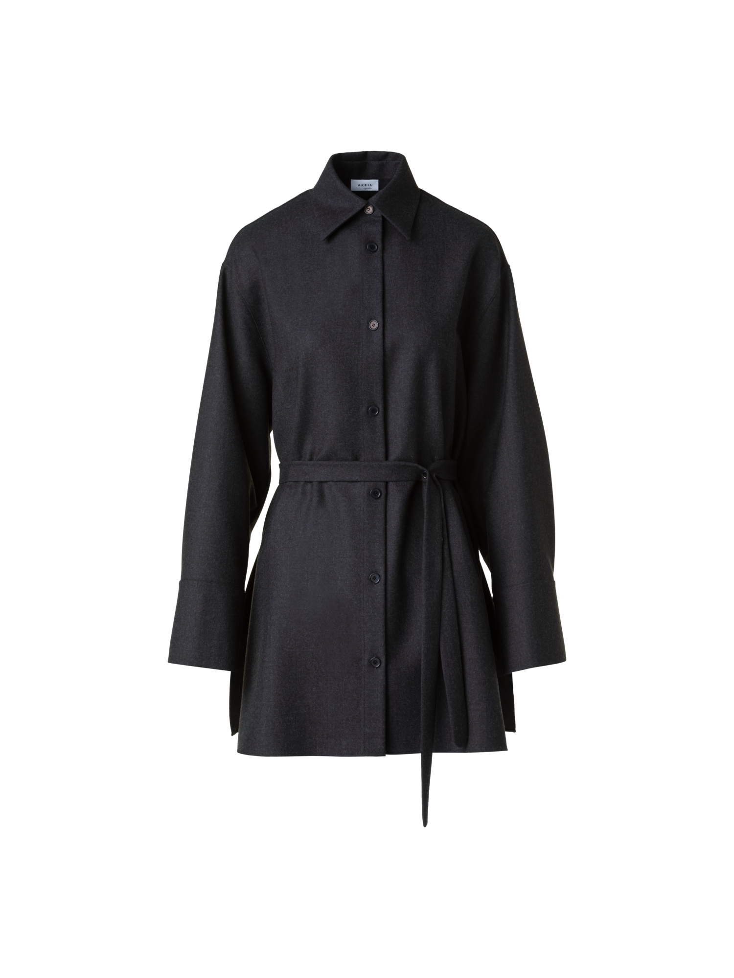 Designer Oversized Wollflanell Tunika-Bluse - Grau