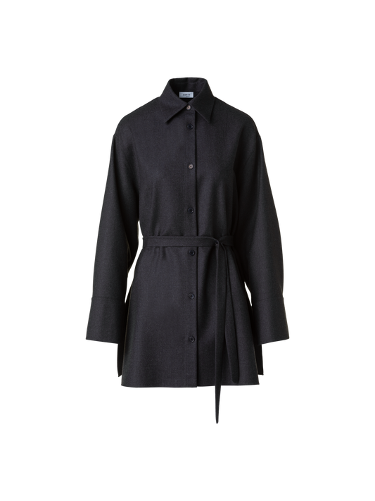 Designer Oversized Wollflanell Tunika-Bluse - Grau