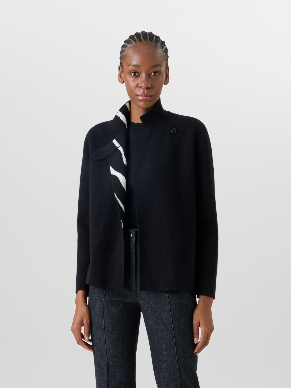 Designer Strickjacke aus Kaschmir-Doubleface - Schwarz #editorial