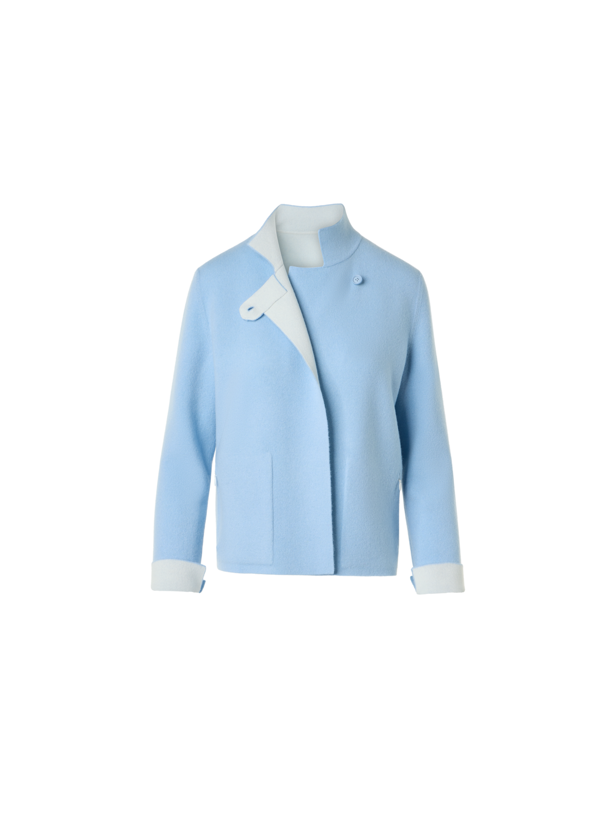 Designer Wendejacke aus Kaschmir-Doubleface - Blau - Ecru