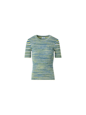Designer Tailliertes Space-Dye-Merinowolle-Rippstrick-Top - Bunt