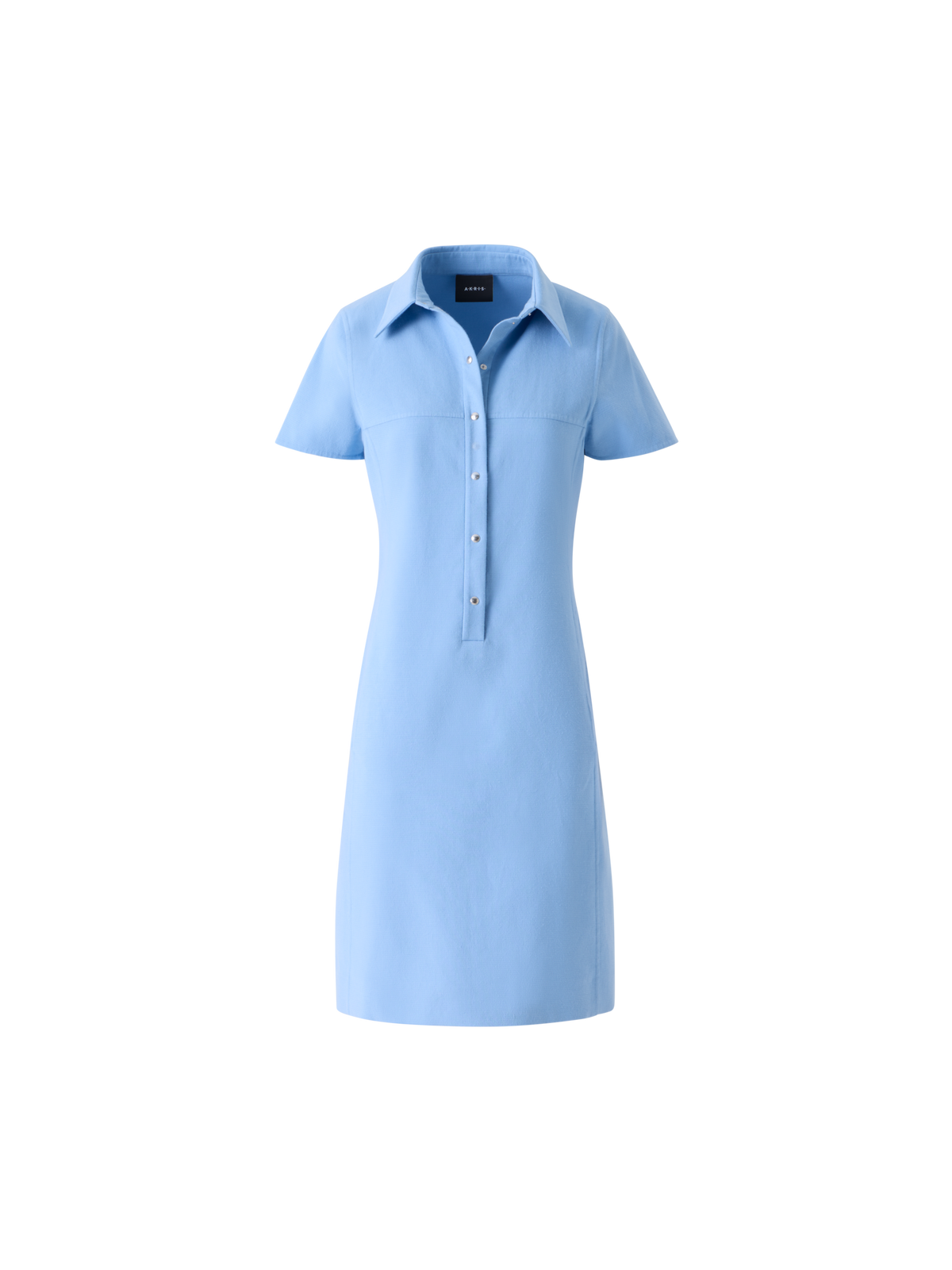 Designer Polokleid aus Baumwoll-Seidenstretch Doubleface - Blau