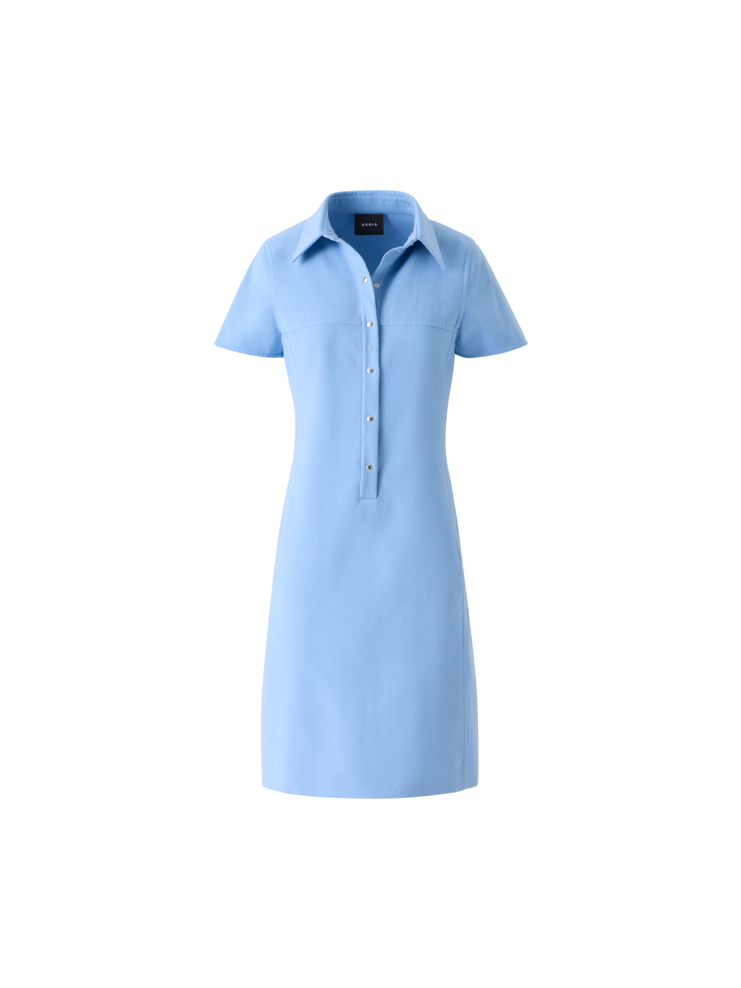 Designer Polokleid aus Baumwoll-Seidenstretch Doubleface - Blau
