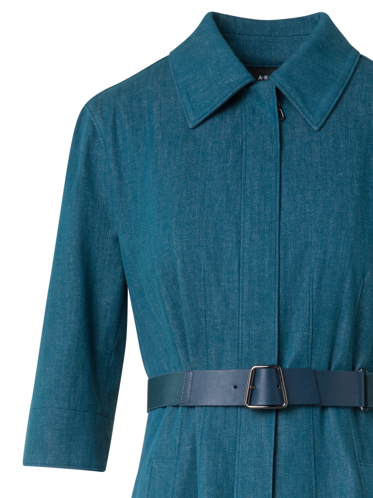 Designer Midi-Hemdkleid aus Baumwoll-Denim - Grün