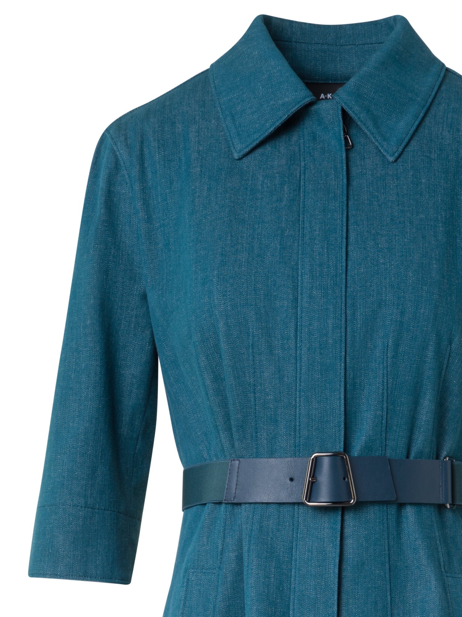 Designer Midi-Hemdkleid aus Baumwoll-Denim - Grün