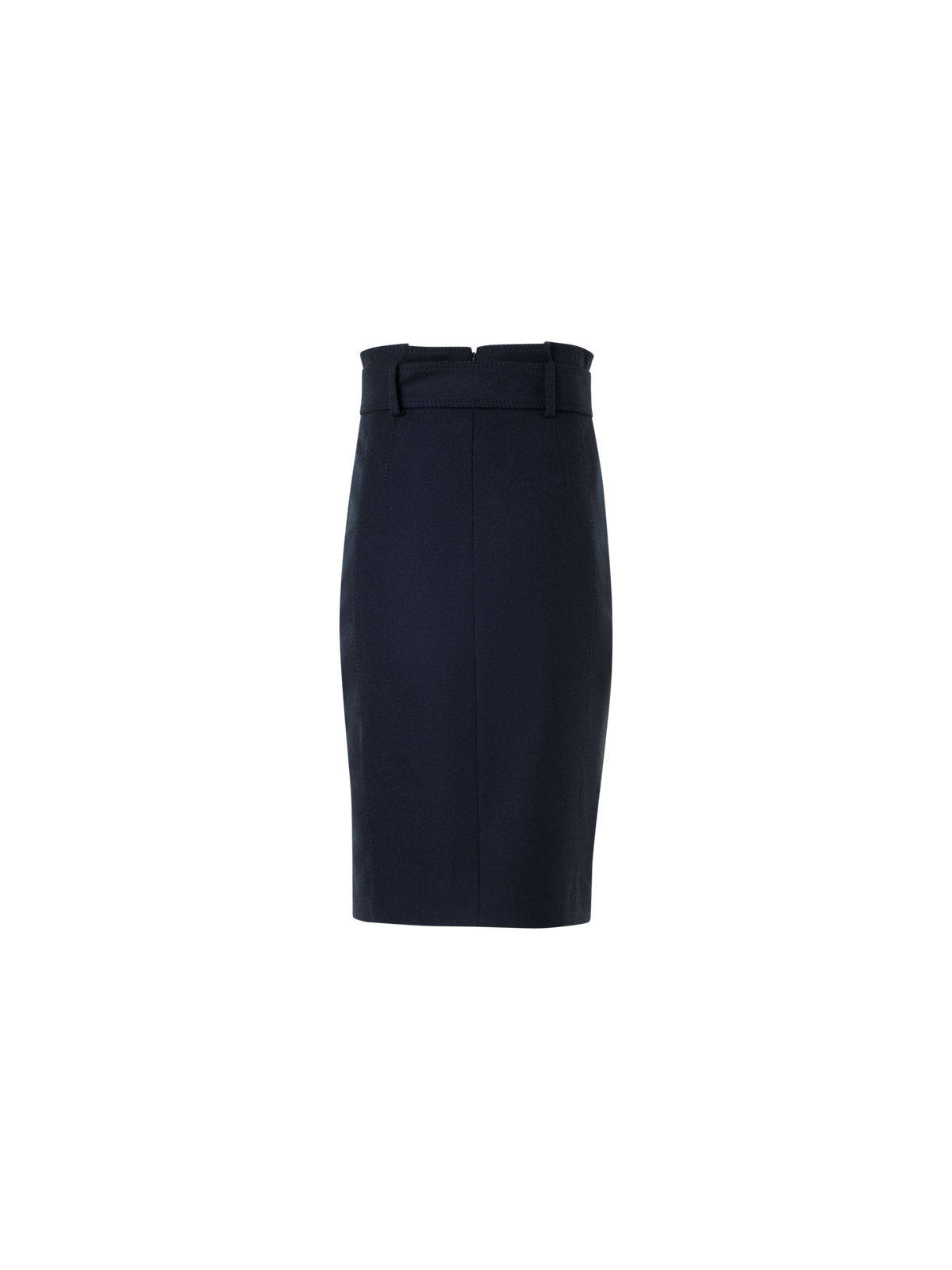 Designer Bleistiftrock aus Wollflanell mit hohem Bund - Dunkelblau