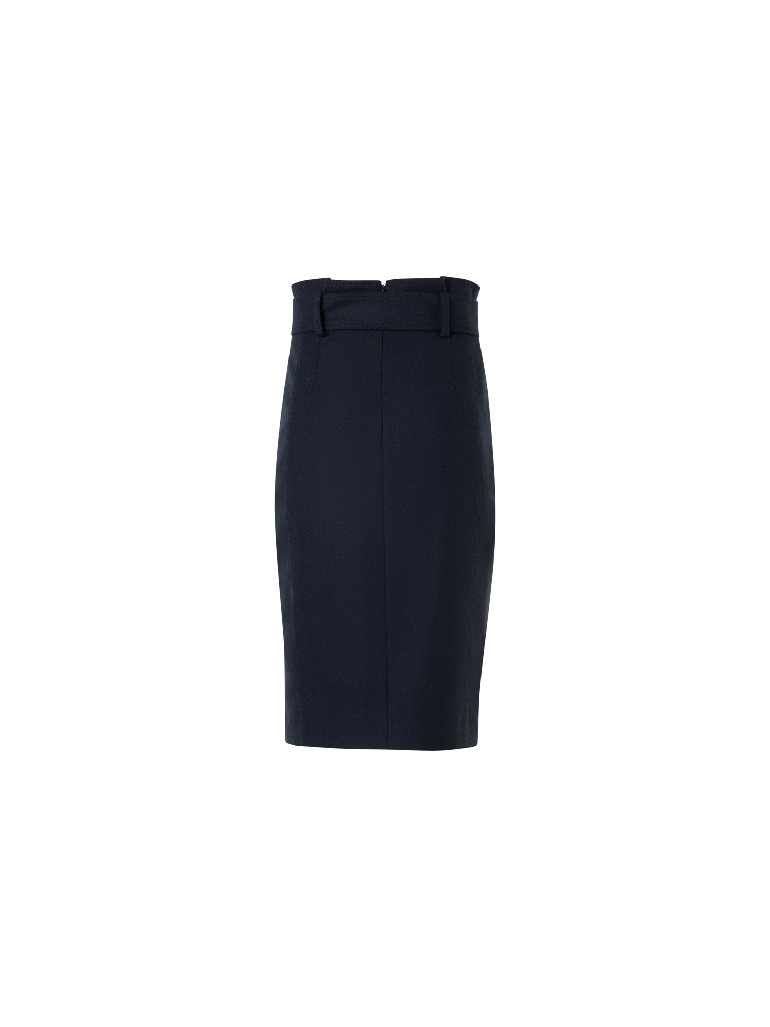 Designer Bleistiftrock aus Wollflanell mit hohem Bund - Dunkelblau