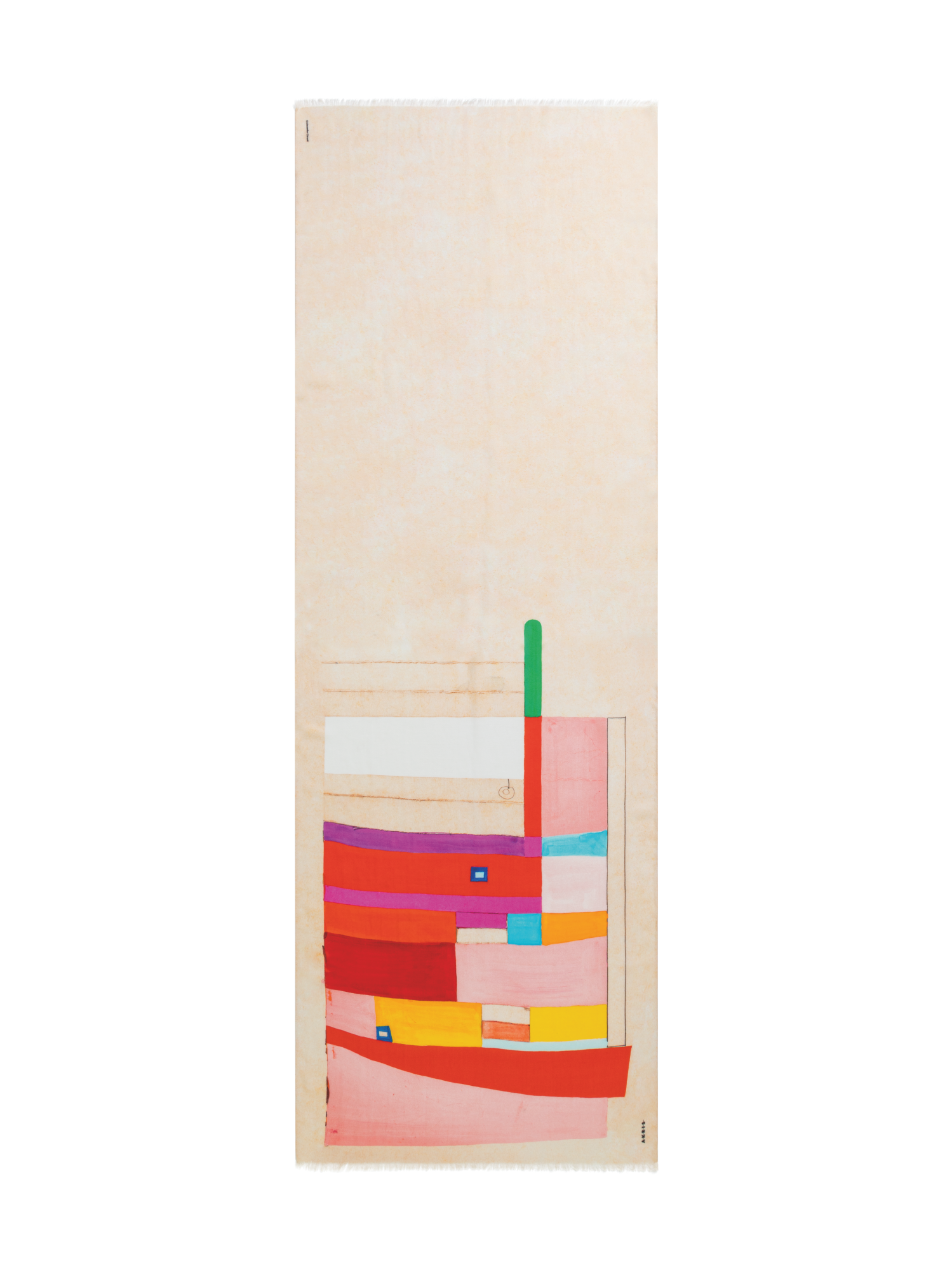 Designer Schal aus Kaschmir und Seide mit Mural Druck - Bunt