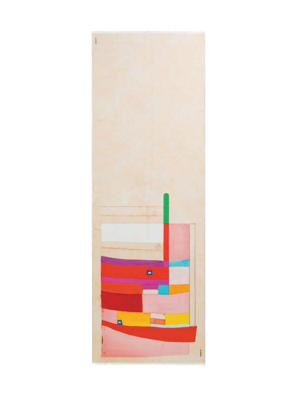 Designer Schal aus Kaschmir und Seide mit Mural Druck - Bunt