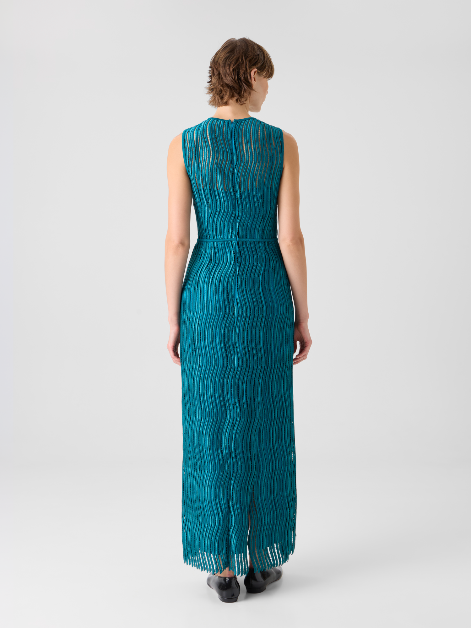 Designer Abendkleid aus Wave-Guipure - Grün 