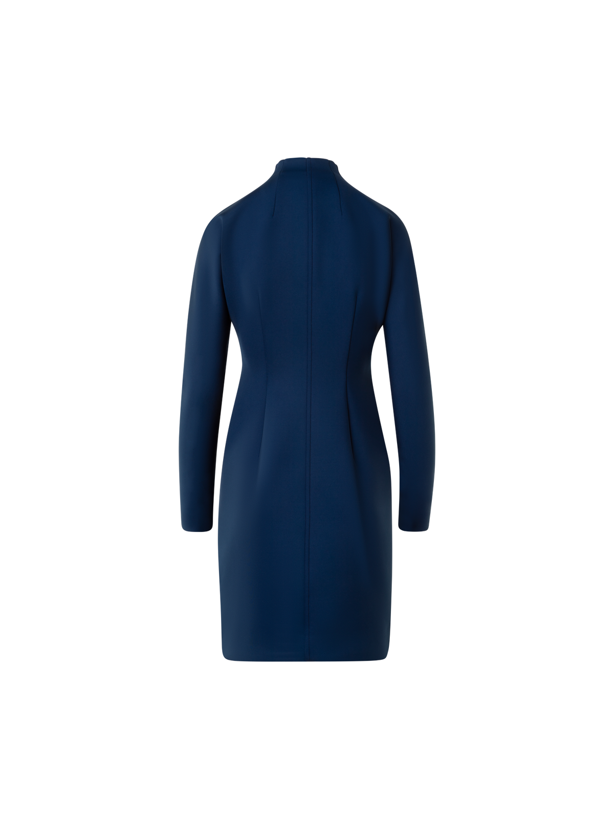 Designer Kurzes Techno Neopren Mock Neck Kleid - Dunkelblau - Blau