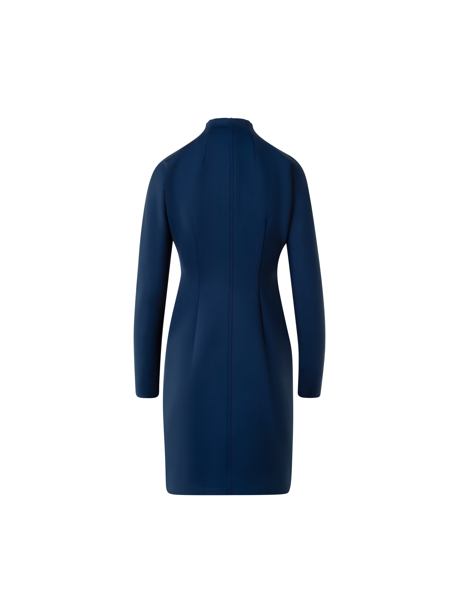 Designer Kurzes Techno Neopren Mock Neck Kleid - Dunkelblau - Blau