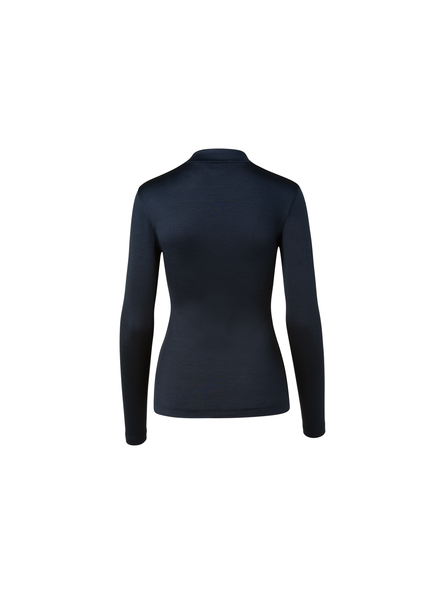 Designer Shirt aus Seide und Jersey mit V-Ausschnitt - Dunkelblau - Blau